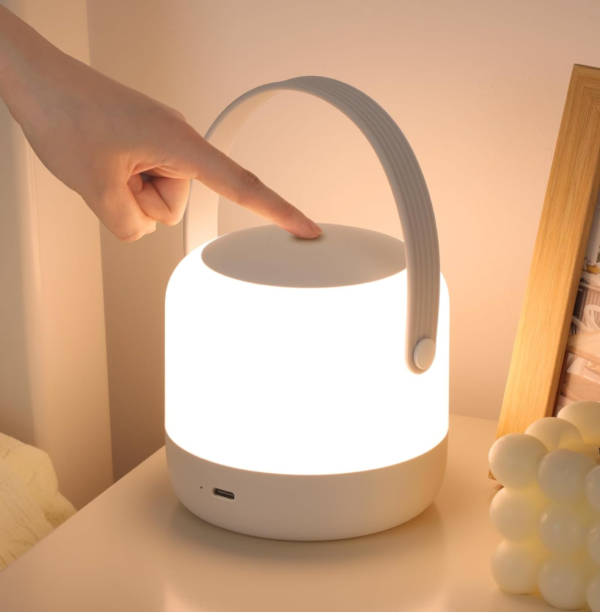 Portable cordless touch night light made of safe material, rechargeable dimmable lamp with timer and three colors, gift for babies, kids and adults, great for breastfeeding and toddler bedrooms