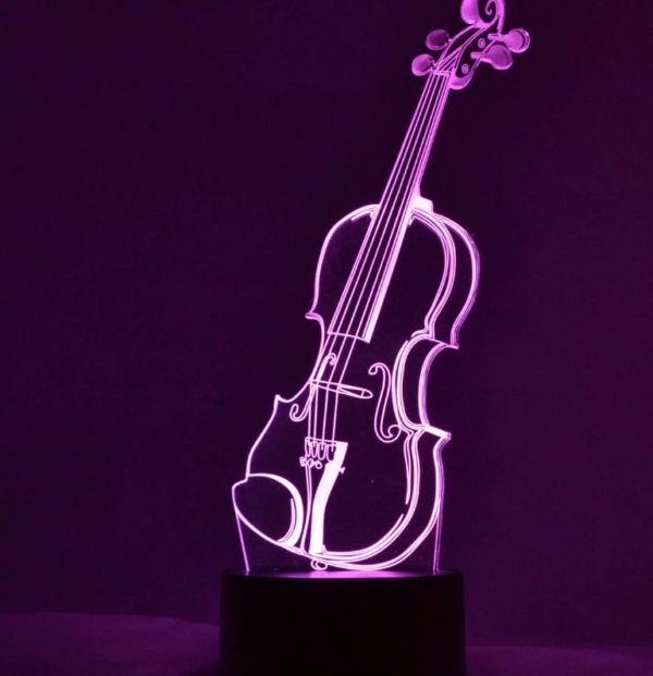 Violin shaped 3D optical illusion light with seven changing light colors
